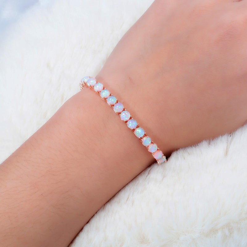 CiNily Mother's Day Gift Rose Gold Bracelet-Adjustable Opal Tennis Bracelet Fashion Jewelry Gifts for Women - Image 4